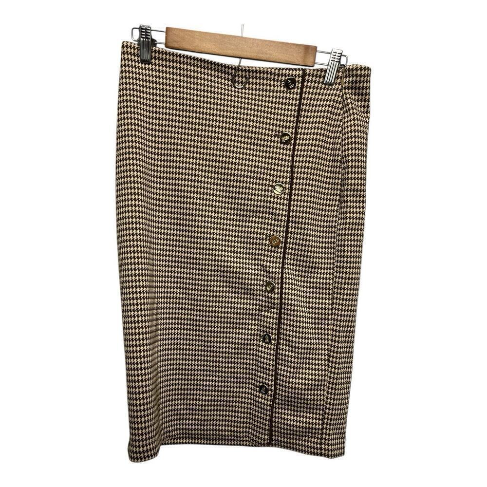 Lauren Ralph Lauren Houndstooth Black Label Pencil Skirt Stretchy Women PM